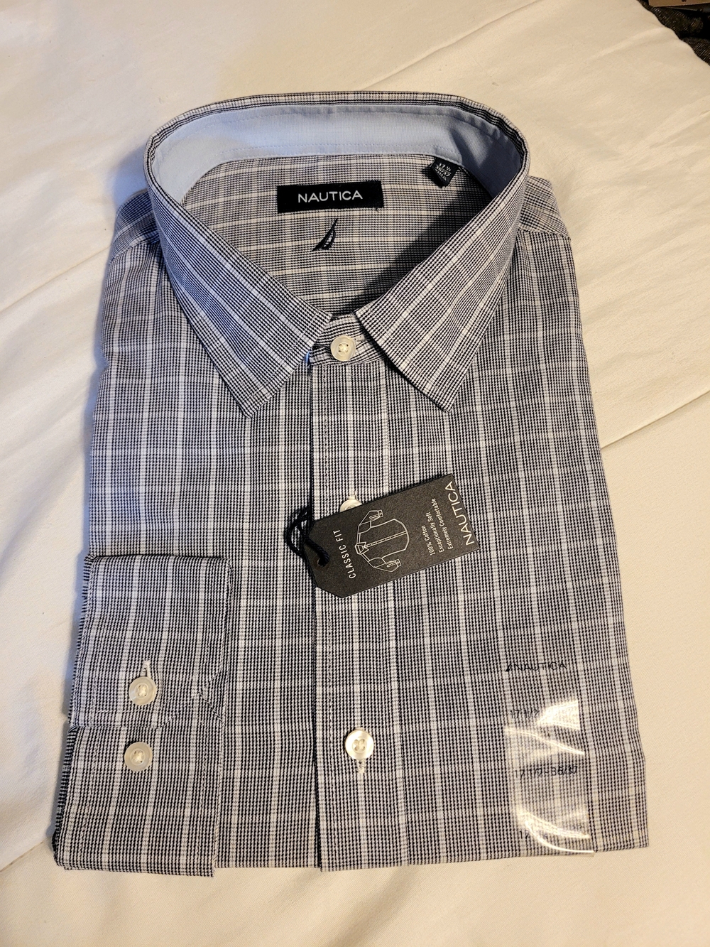 Nautica Men's Blue Plaid Dress Shirt